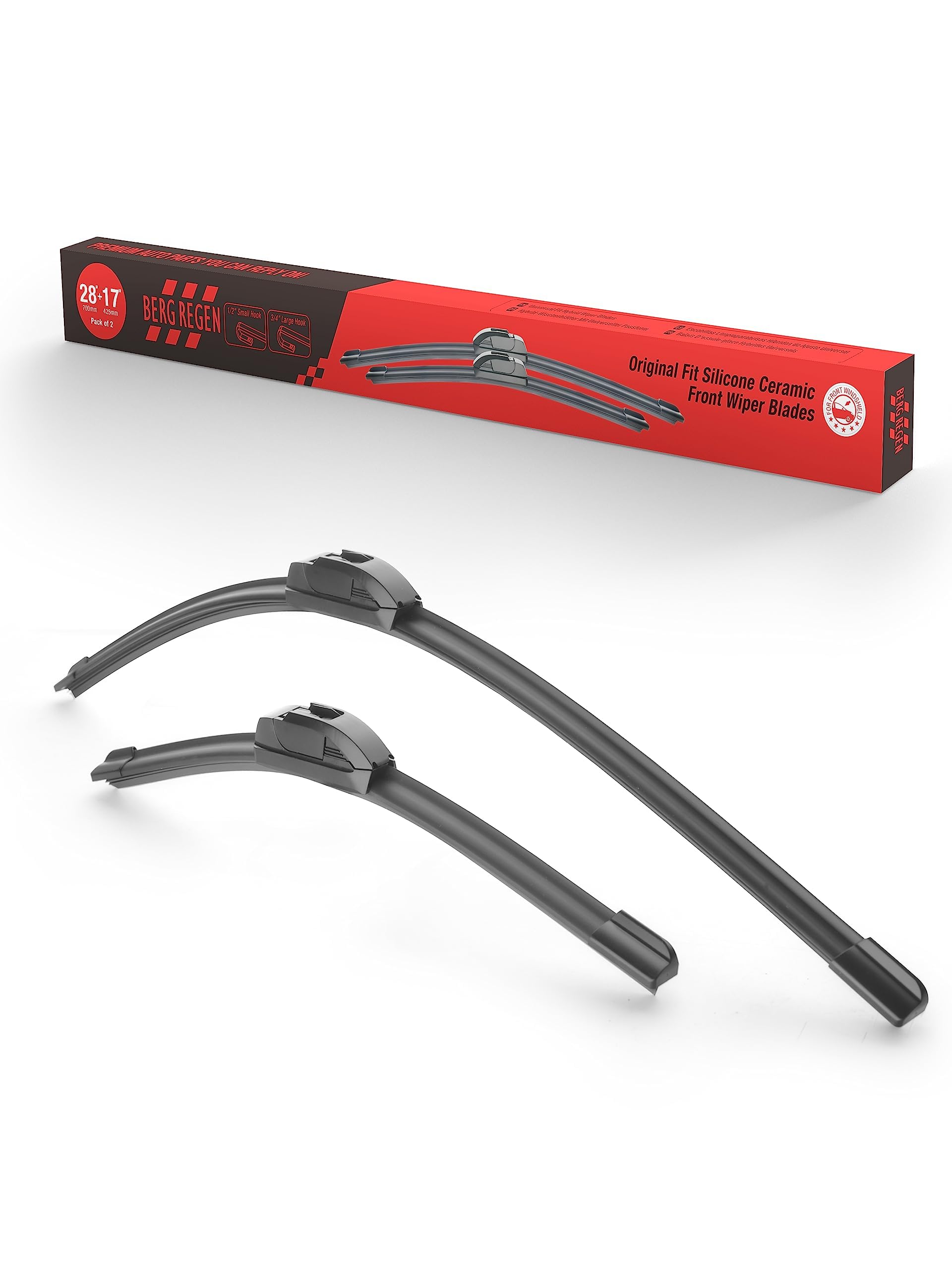 28"+17"Silicone Windshield Wiper blades Replacement for Nissan Altima 2007 2008 2009 2010 2011 2012+More Cars,All-Season Automotive Front Wiper Blades(Pack of 2) U/J Hook