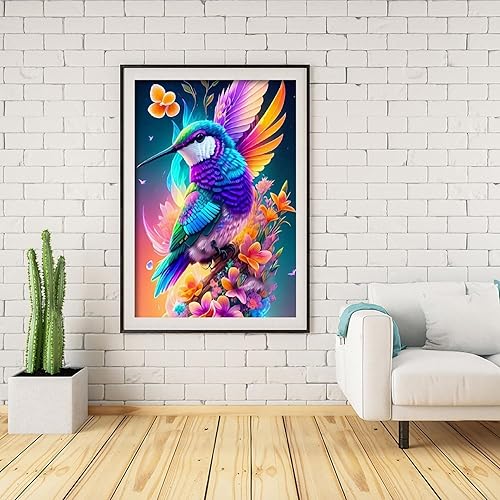 Miniatura 3 de FQOVKYN Kits de pintura de diamante de colibrí 5D para adultos y principiantes, kits de arte de diamantes de bricolaje redondos de taladro completo,