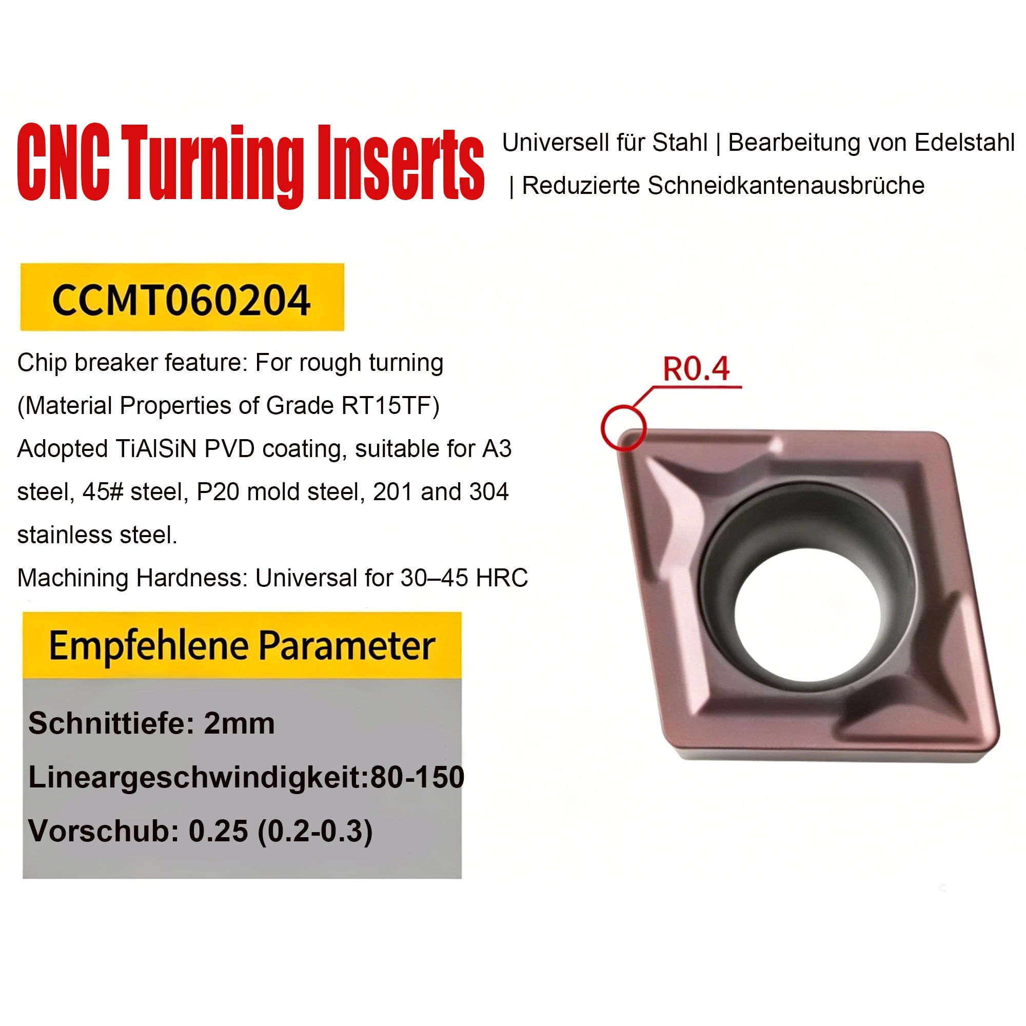 S07K/S08K/S10K/S12M-SCLCR06 Drehmaschinen-Wendeschneidinnenbohrstange-Set, Drehwerkzeughalter-Set mit CCMT21,51/CCMT060204 Hartmetall-Wendeschneidplatten + 4 Stück T8-Schraubenschlüssel