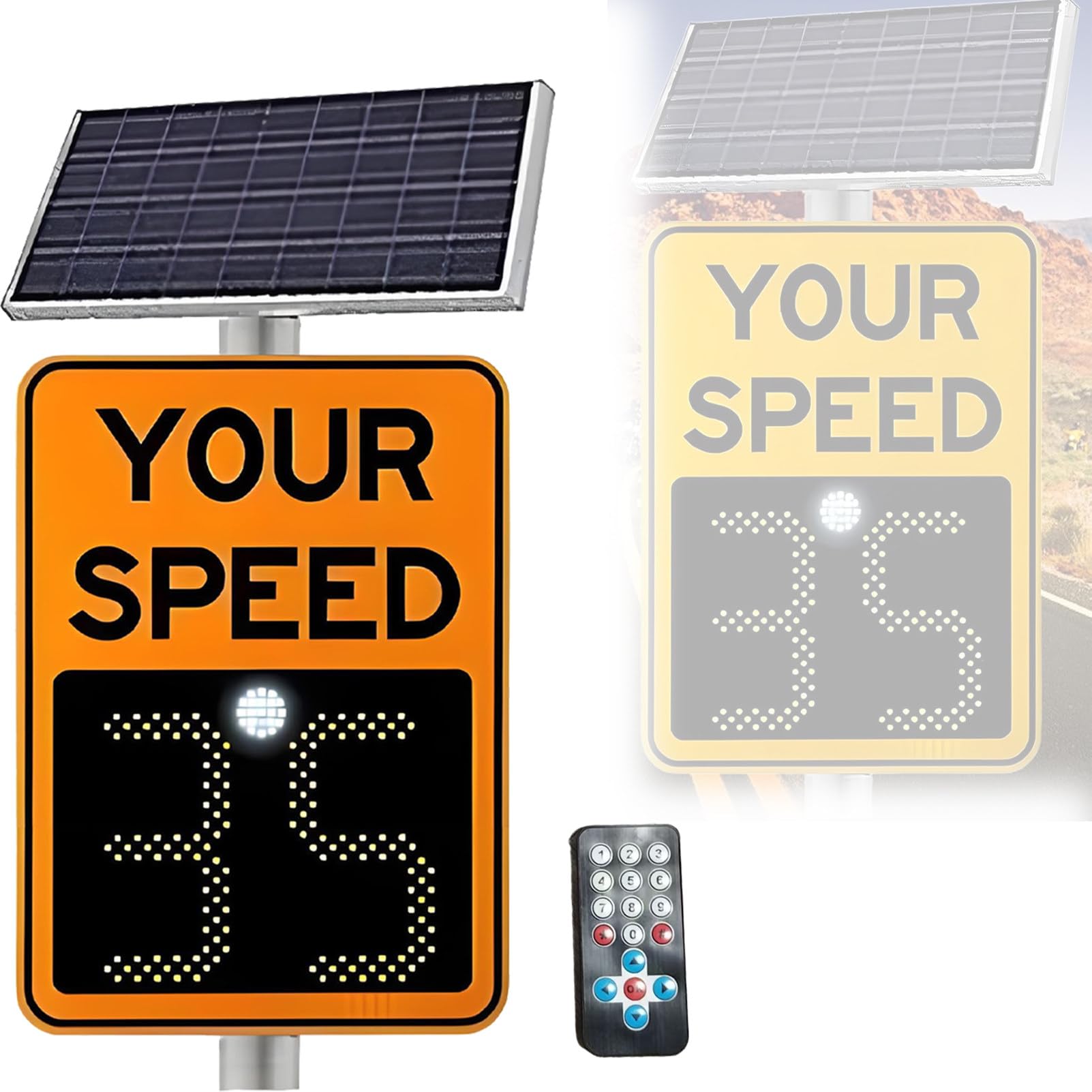 Señal De Velocidad De Radar Con Energía Solar Con Tablero De Pantalla Led Remoto, Impermeable IP65 Para Seguridad Vial, Placa De Advertencia Reflectante De Alto Brillo Para El Control De Tráfico De La