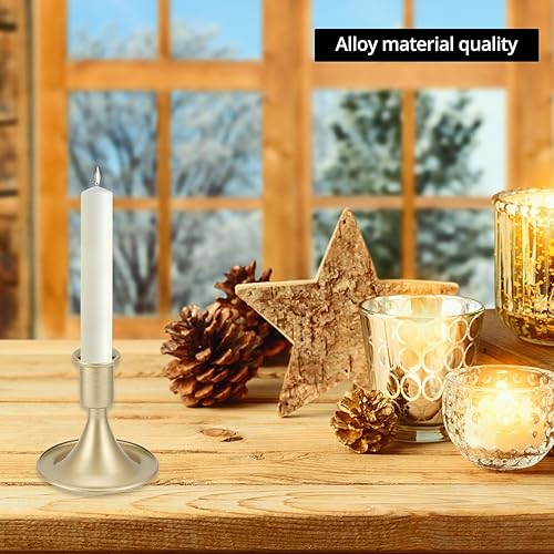 Miniatura 4 de QWORK Portavelas cónico dorado, 12 portavelas de metal para centro de mesa, bodas, decoraciones festivas