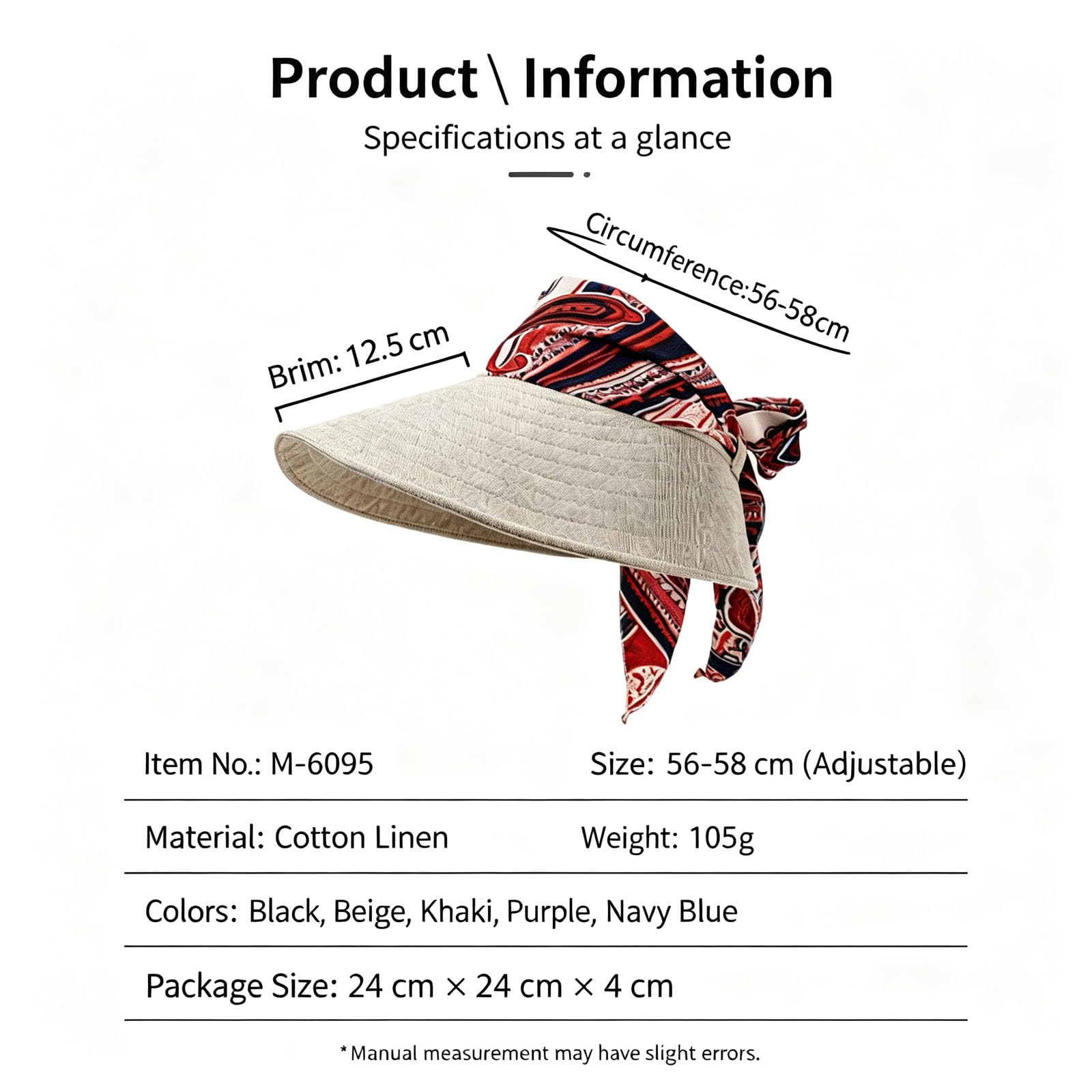 Cappello da donna con visiera a tesa larga | Sciarpa con visiera integrata in misto lino, motivo patchwork floreale, antivento, per spiaggia, ciclismo, viaggi