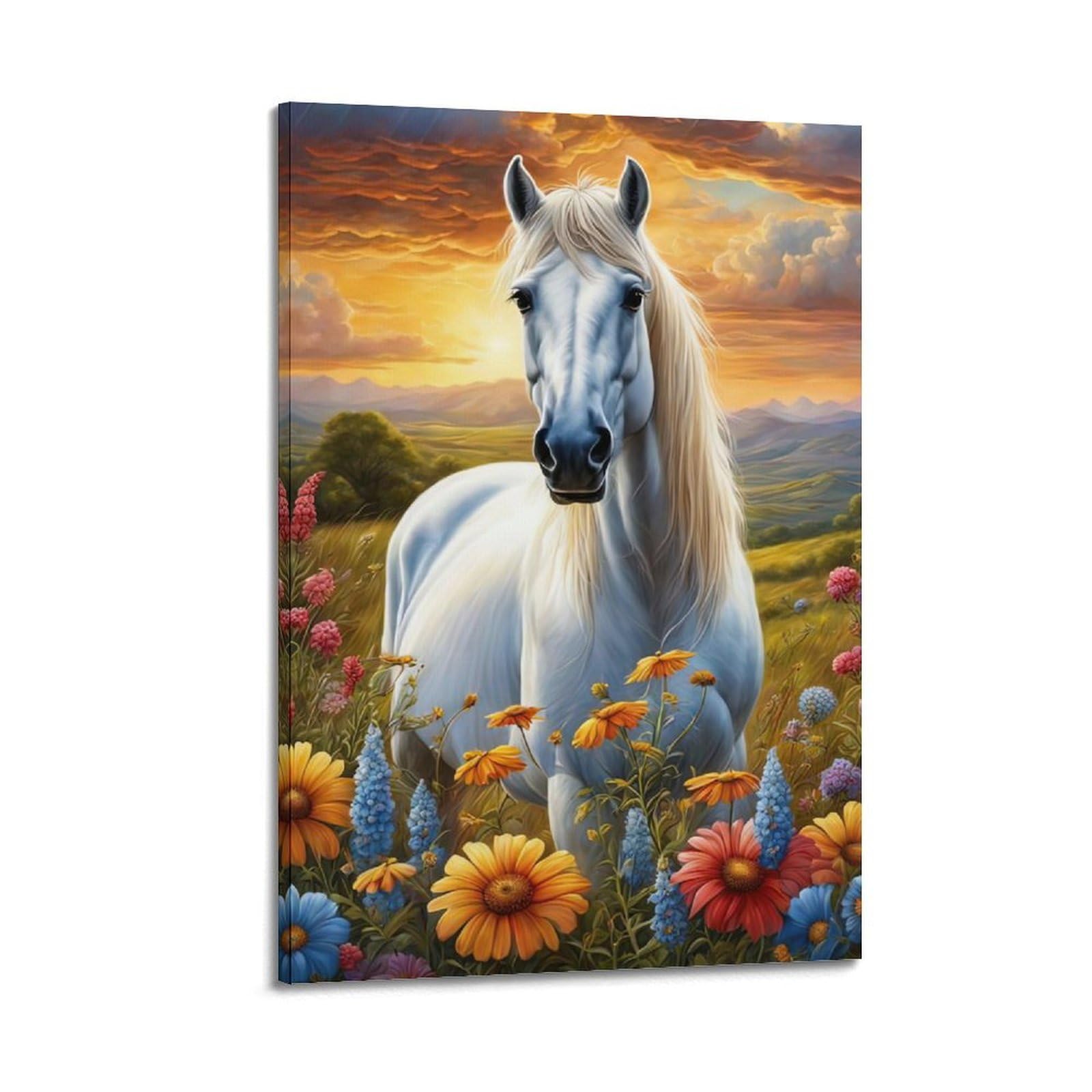 JTLFXY Animal Poster Horses on The Prairie Poster Decorative Painting Canvas Wall Posters And Art Picture Print Modern Family Bedroom Decor Posters 20x30inch(50x75cm)