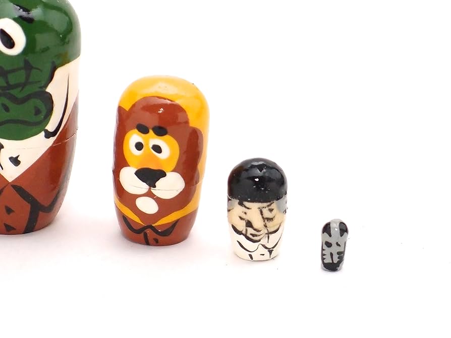 新品　ロシア　マトリョーシカ　チェブラーシ　茶　9cm　5体セット 新品 ロシア マトリョーシカ チェブラーシ 茶 9cm 5体セット