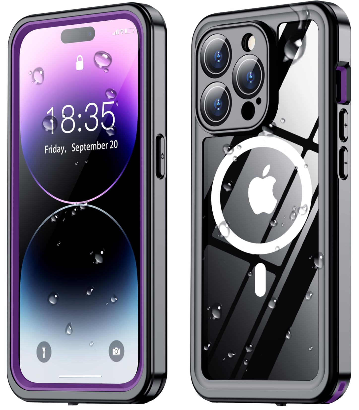 SPIDERCASE Magnetic for iPhone 14 Pro Max Case Waterproof,Built-in Screen & Camera Lens Protector[IP68 Underwater] [Military Grade Shockproof] Full