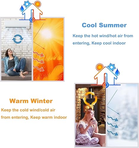 Miniatura 8 de Risareyi Cortina magnética con aislamiento térmico para puerta, tamaño de 38 x 82 pulgadas, tela Oxford resistente a la intemperie, relleno de