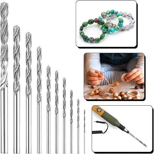 Miniatura 6 de Utoolmart 2 brocas de giro de diamante, brocas Jobber de 0.031 in, acero de alta velocidad HSS para conchas de mar, azulejos de piedra de cristal