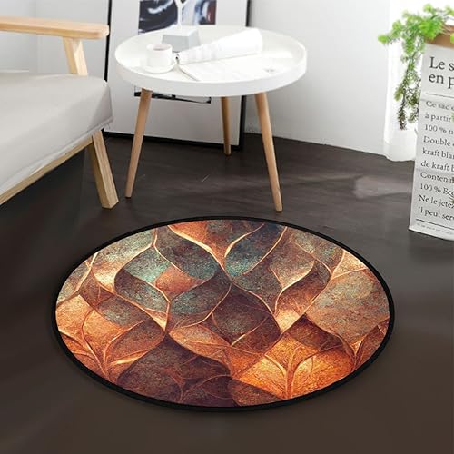 Miniatura 2 de Vnurnrn Alfombra redonda (hoja de bronce), antideslizante para interiores, alfombra circular lavable para sala de estar, puerta de entrada,