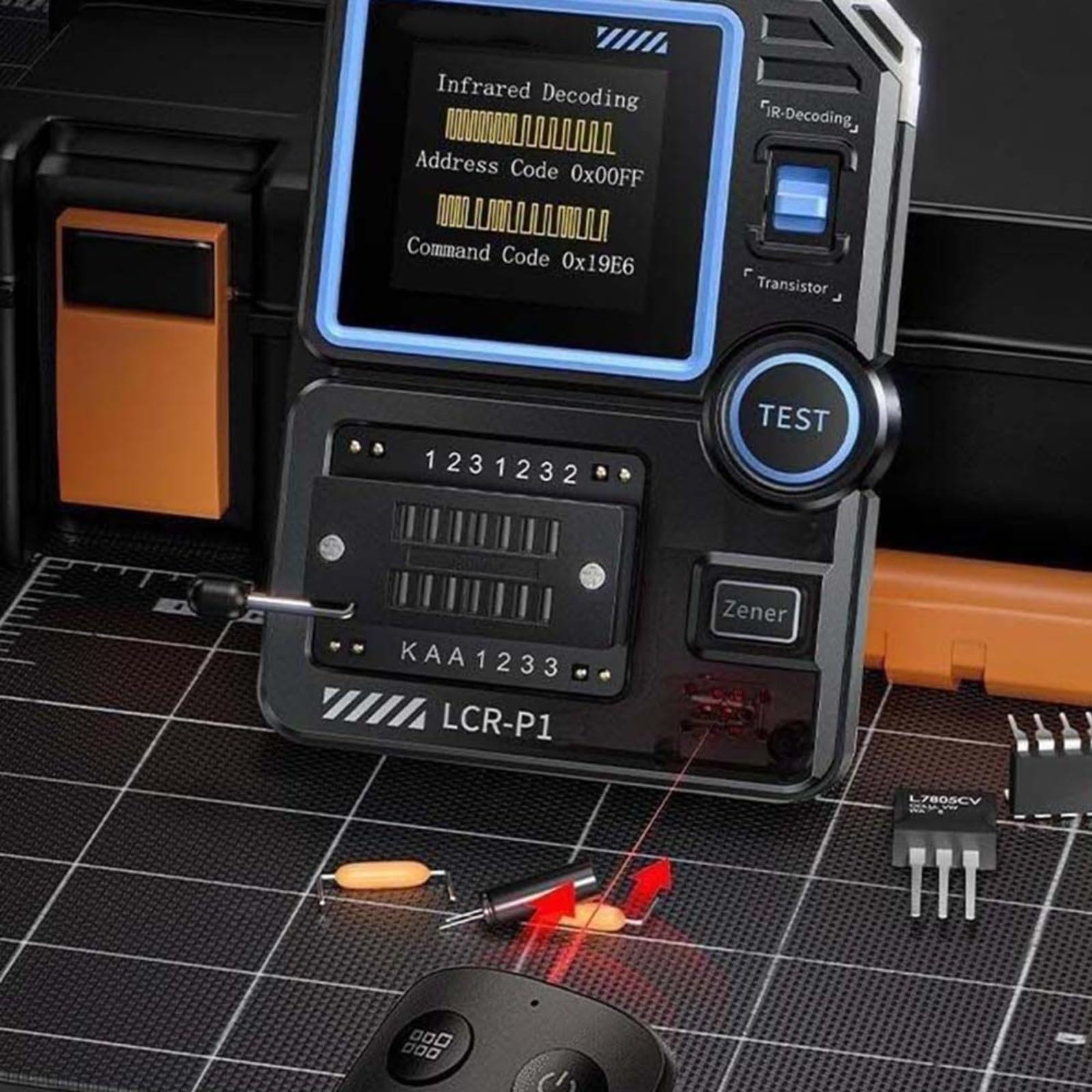 LCR-P1 - Probador de transistores, capacitancia de triodo de diodo LCR ESR, probador de transistores eficiente con medidor de resistencia de capacitancia de triodo de diodo