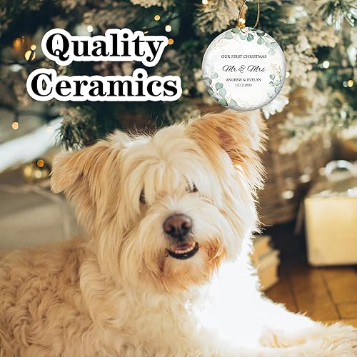 Miniatura 3 de Adornos de Navidad personalizados 2023, adorno de cerámica personalizado con nombre y año, adornos de árbol de Navidad de doble cara e impresión HD,