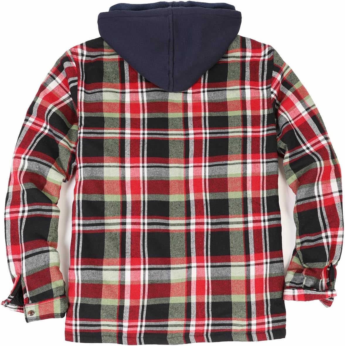 ThCreasa Mens Plaid Flannel Jacket with Hood, Fuzzy Sherpa Fleece Lined Zip Up Flannel Shirt Jackets