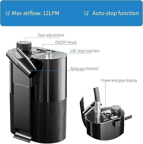 Miniatura 3 de Kit de Aerógrafo con Compresor, Juego de Aerógrafo de Alta Presión Sin Obstrucciones, Pistola de Aerógrafo Inalámbrica Recargable para Pintura, Arte