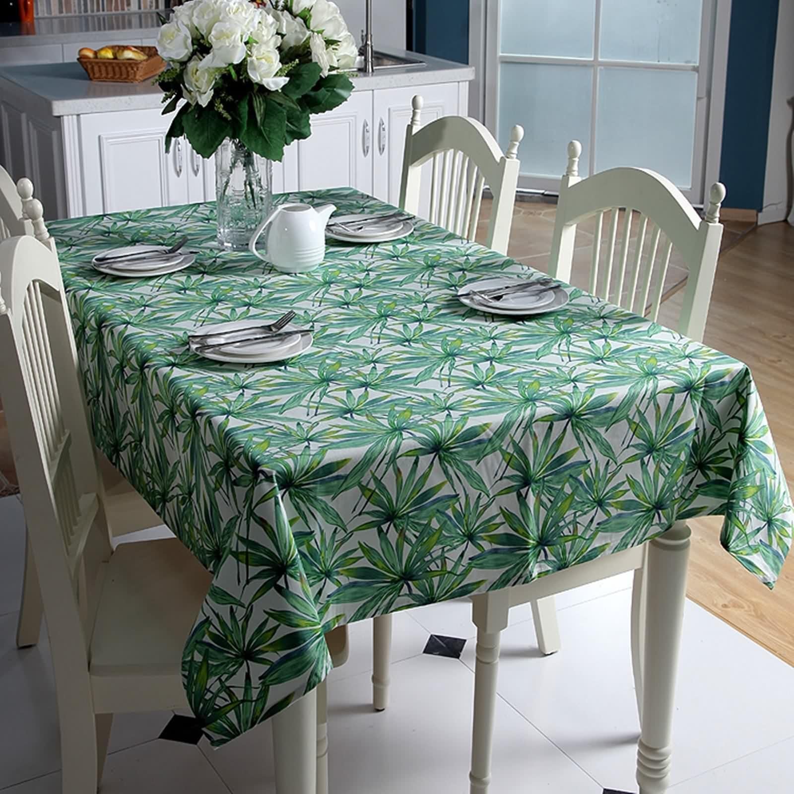 Tovaglia Cotone 140X180, Tovaglia Cucina Verde Lascia Stampato Copritavolo per Compleanno Festa Matrimonio