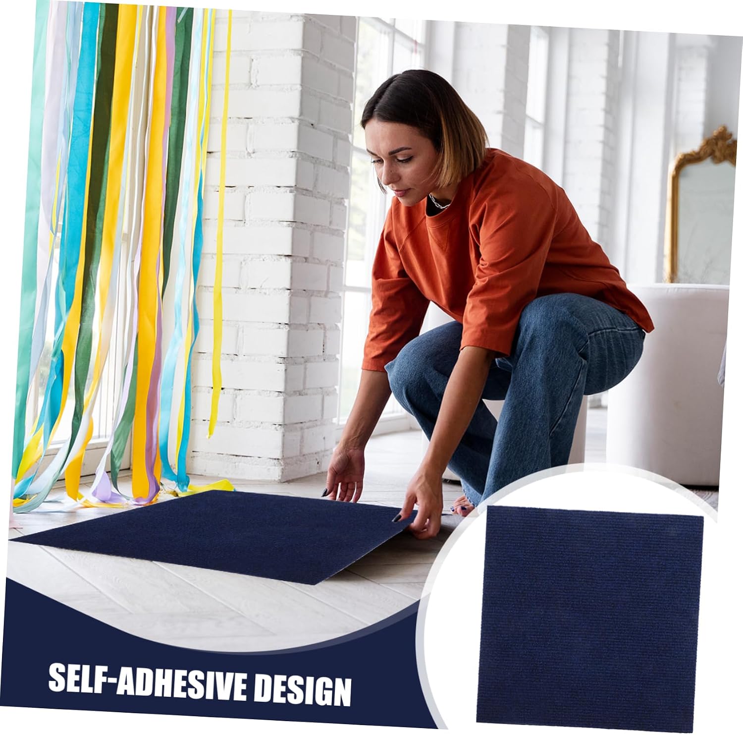 Alipis 10pcs Self-Adhesive Non- Carpet Tiles Removable Floor Stickers for Decor Wear-Resistant and Easy to Clean