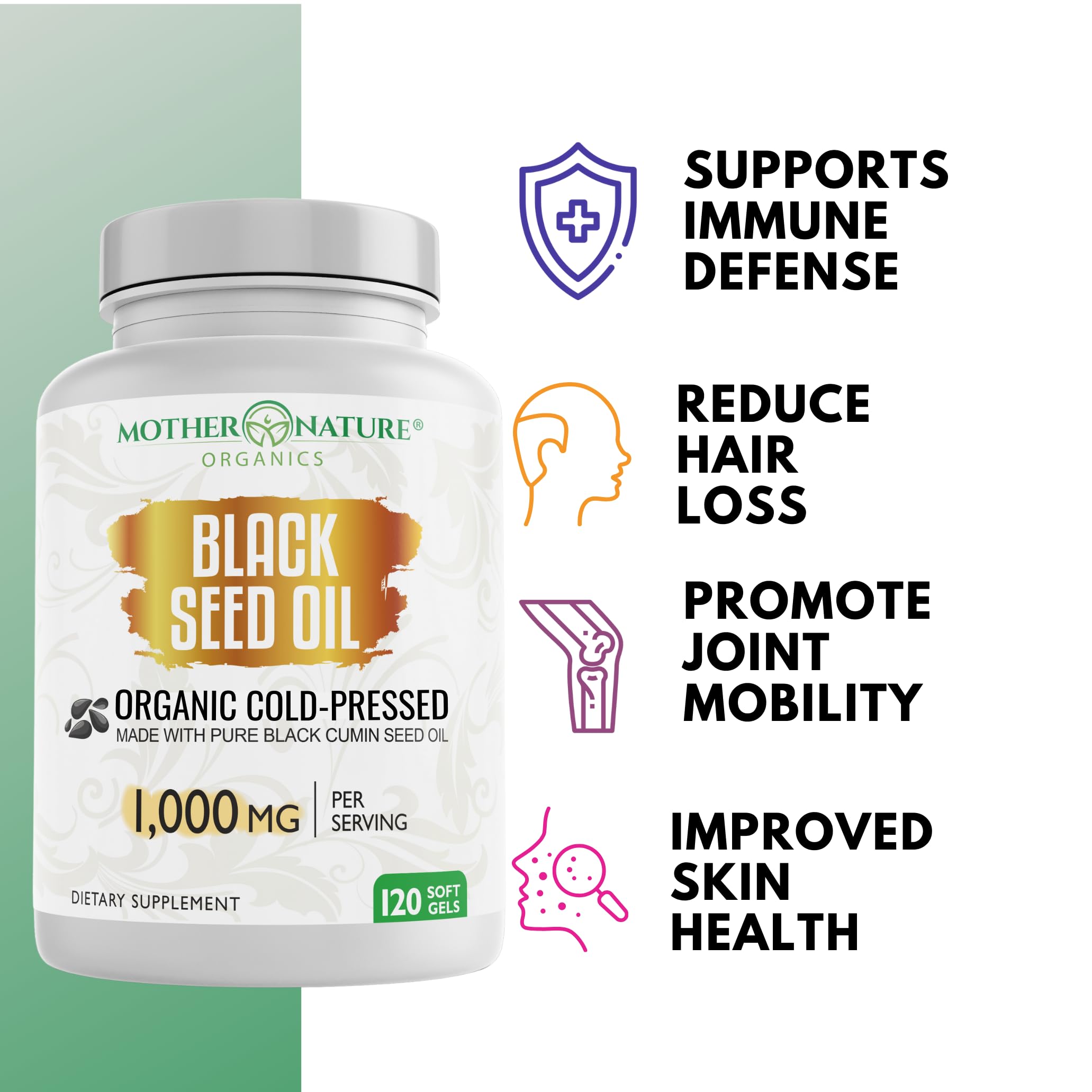 MNO Black Seed Oil Capsules 1000mg Per Serving, High TQ, 120 Count Supply — Amazon image 5