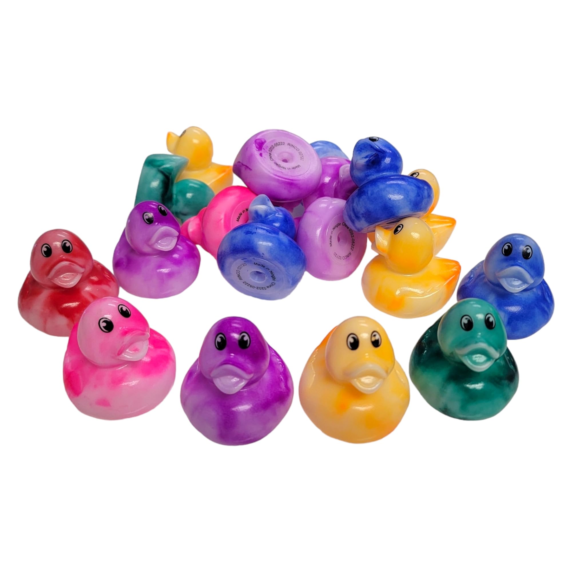 Colorful Marble Rubber Duckies - 2" Tall (6 Ducks) Collectable Colorful Ducks Great for Dash Display and Bath Play, 6 Pack