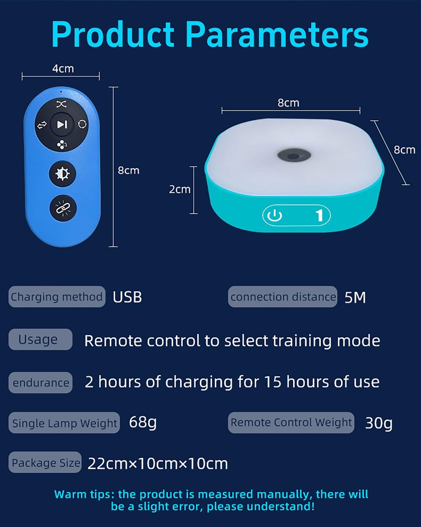 Luces de entrenamiento de reacción con control remoto, 4 modos y 4 colores