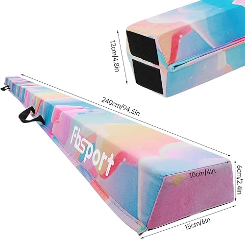 Miniatura 6 de FBSPORT Haz de equilibrio de 8 pies/6 pies: equipo de gimnasia plegable para niños y adultos, base de goma antideslizante, viga de gimnasia