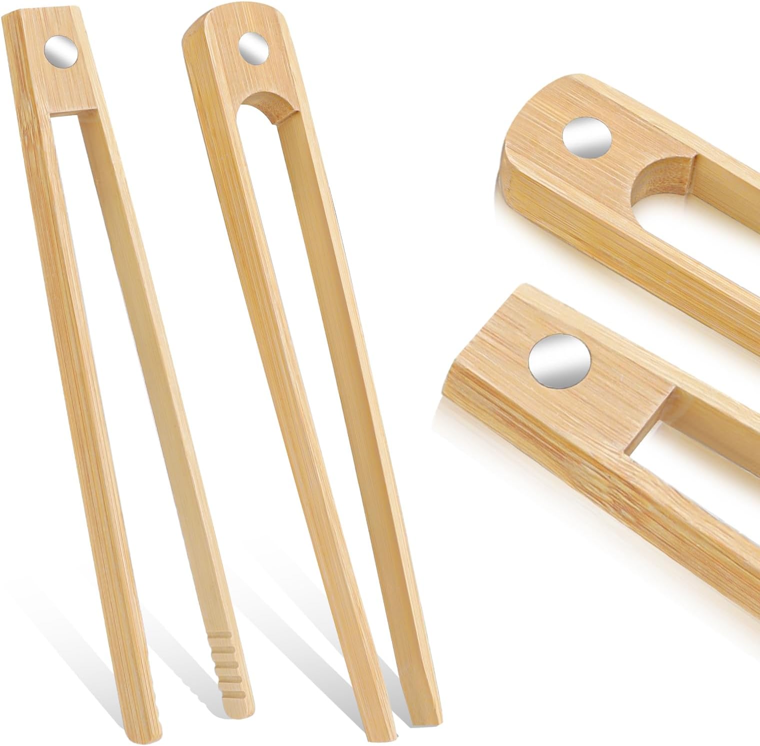 salbsever 2 Pcs Wood Tongs for Toaster with 8.7 Inch