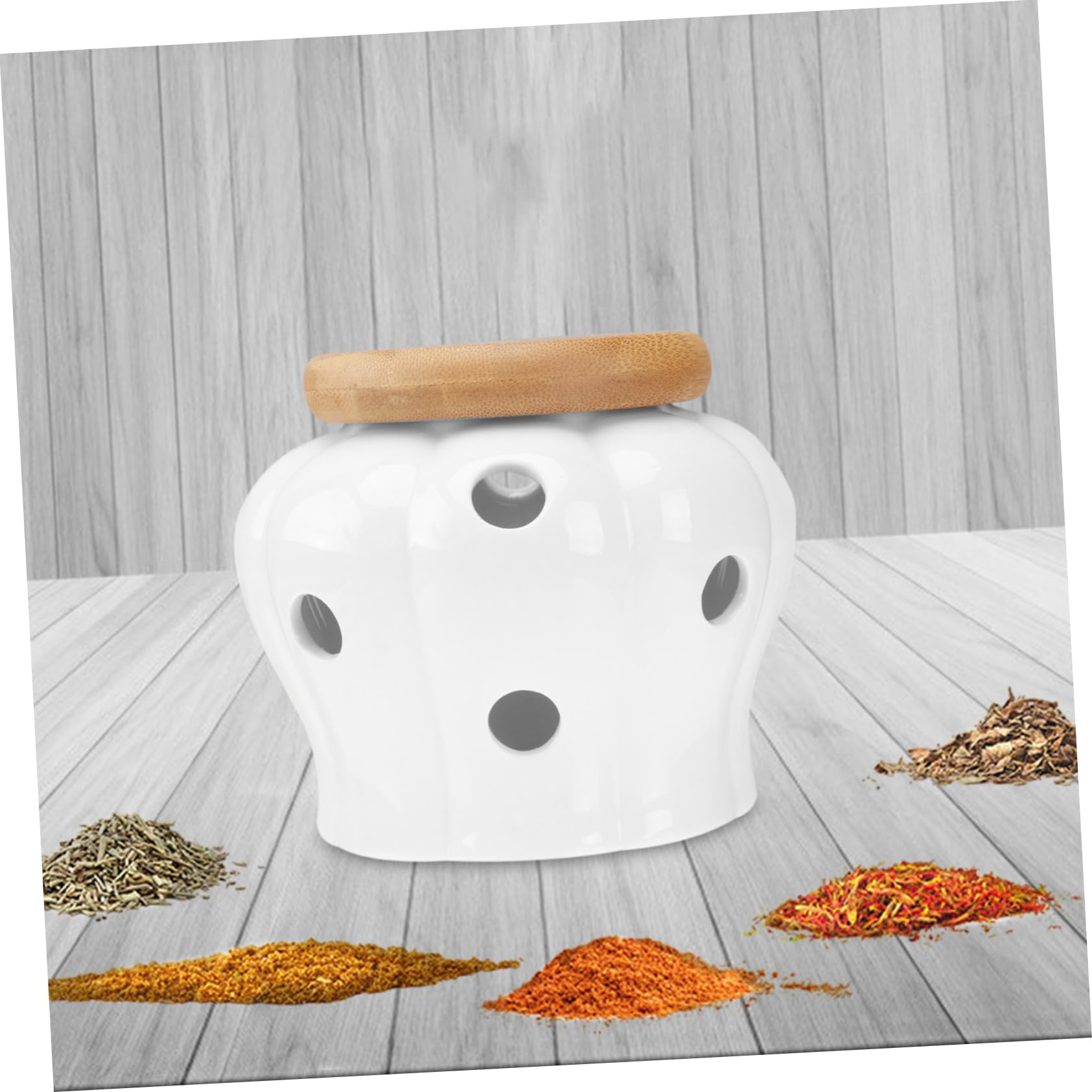 Runde Keramik Aufbewahrungsdose mit Deckel für Knoblauch und Ingwer