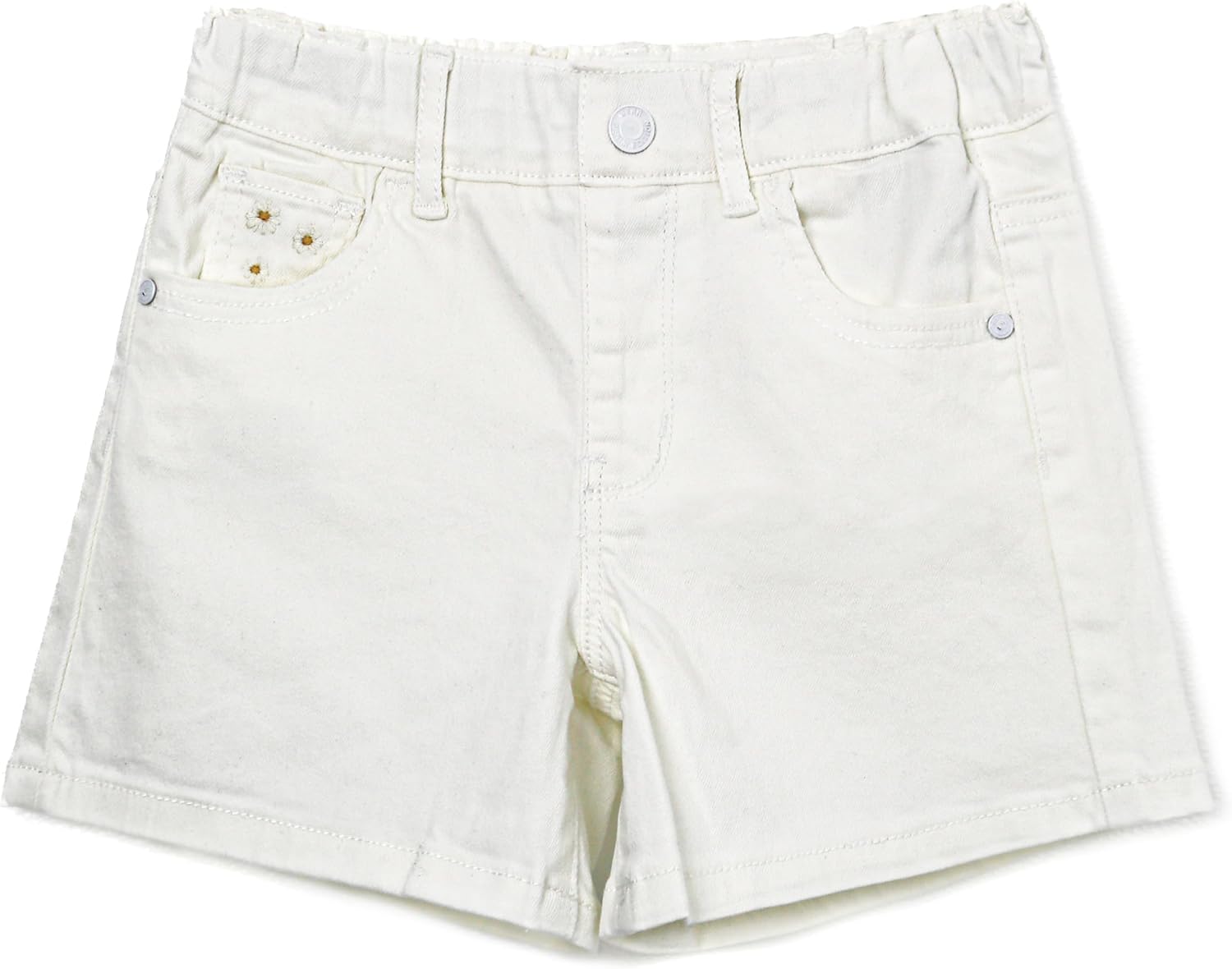 KIDSCOOL SPACE Baby Girls Summer Denim Shorts,Little Kids Ribbed Elastic Waist Half Jean Pants