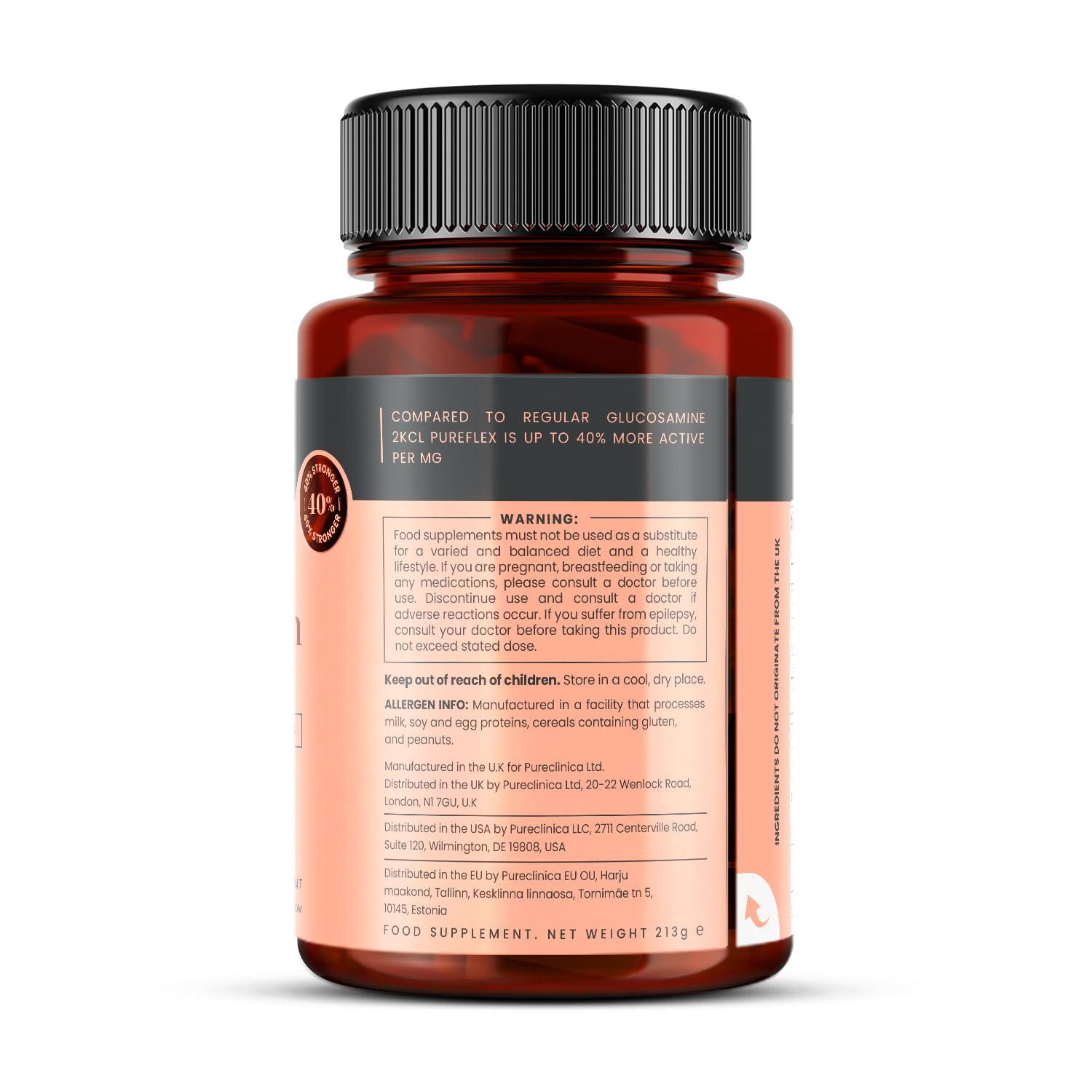 Pureclinica Glucosamine HCL & Chondroïtine (1000mg x 180 comprimés - 3 mois approvisionnement). La plupart effectif et sur le plan biologique actif: chondroïtine 90%, glucosamine HCL 83.1%