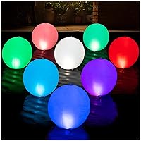 HAPIKAY Solar Floating Pool Lights, Pack of 2 - 14" Color-Changing LED Balls, Waterproof Inflatable for Pool, Garden, Party Decor