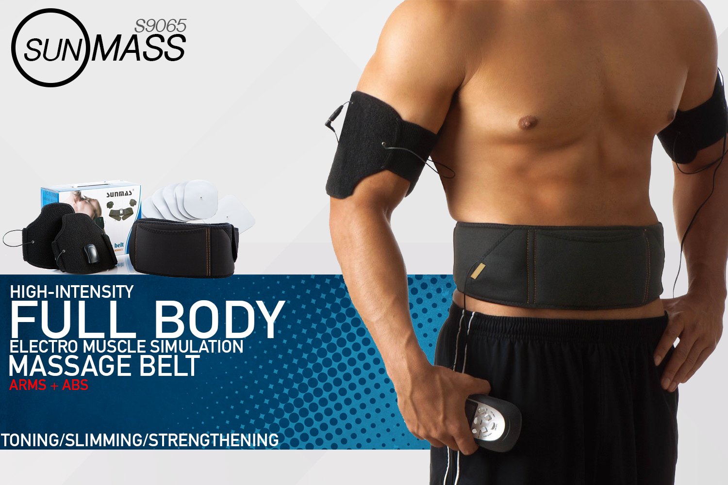 Sunmass 9065 Full Body Electronic Muscle Stimulation Toning Massager with Massage Belt - ABDOMINAL BUNDLE ONLY