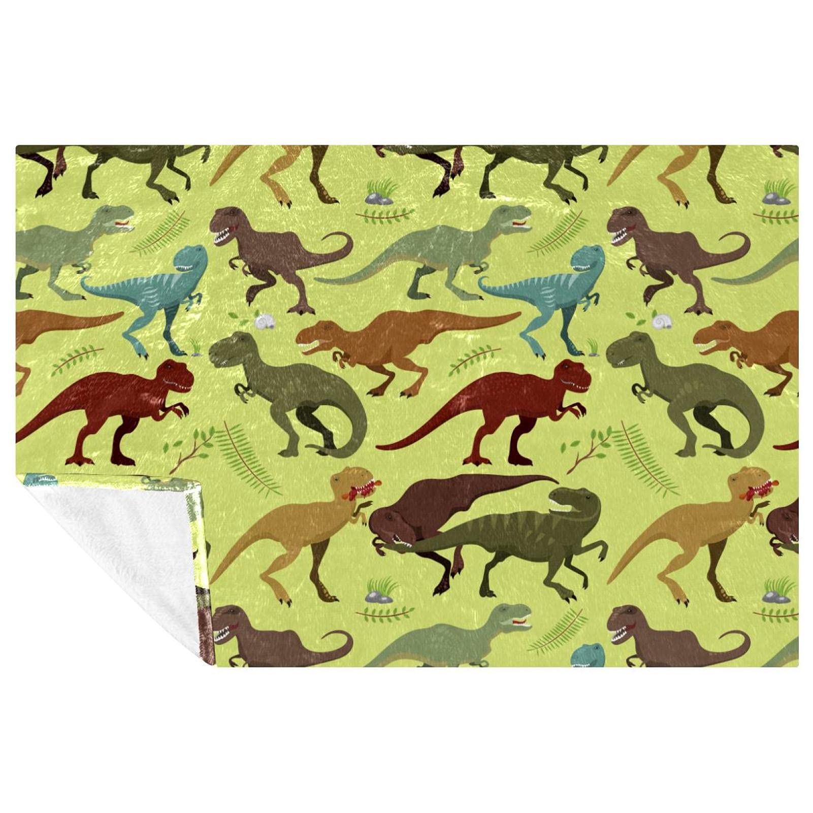Couverture dinosaure jaune chaude 150x100 cm pour stopper le froid en hiver