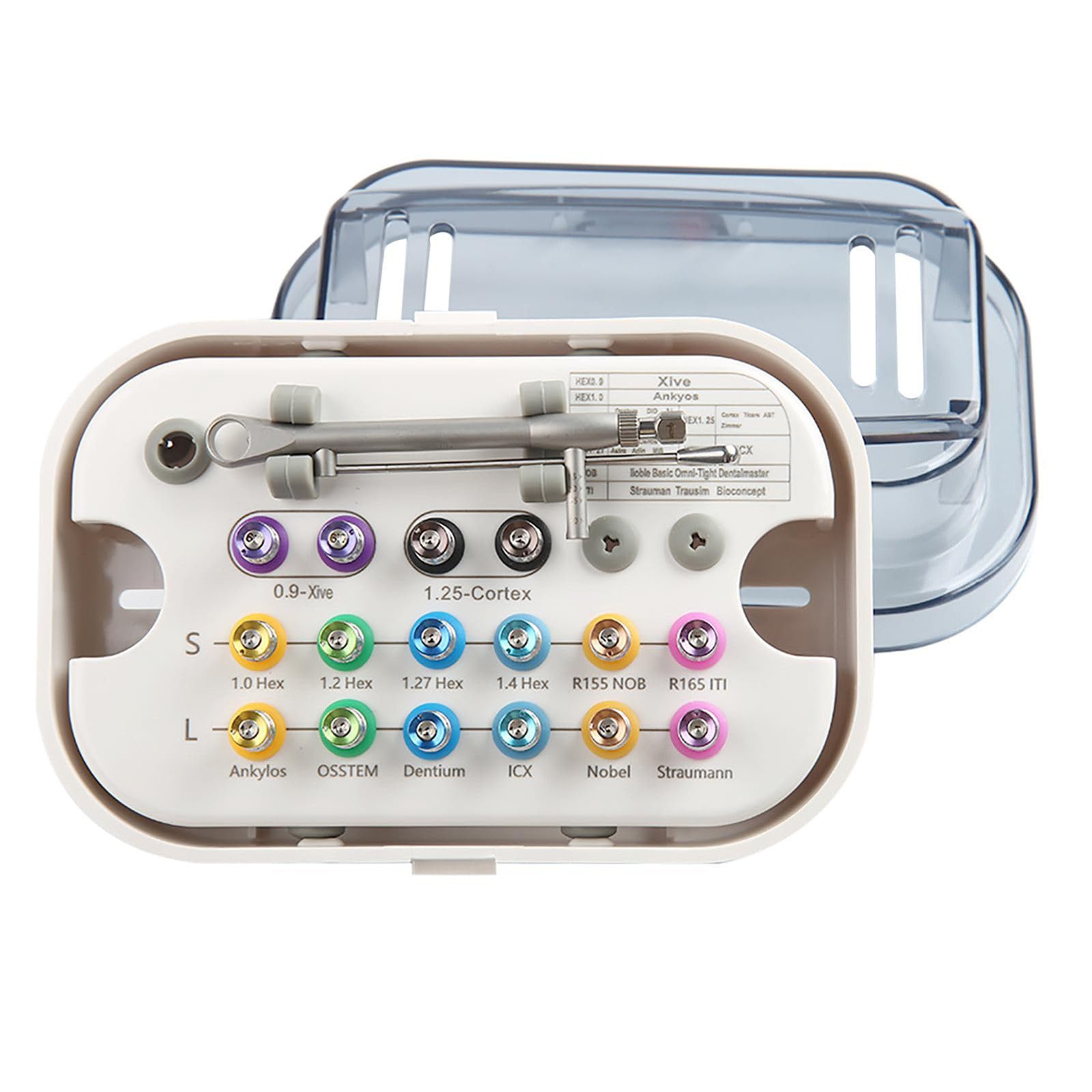 Kit di Strumenti dentali universali per Chiavi dinamometriche in Acciaio Inossidabile per Vari sistemi implantari - Impugnatura ergonomica Antiscivolo