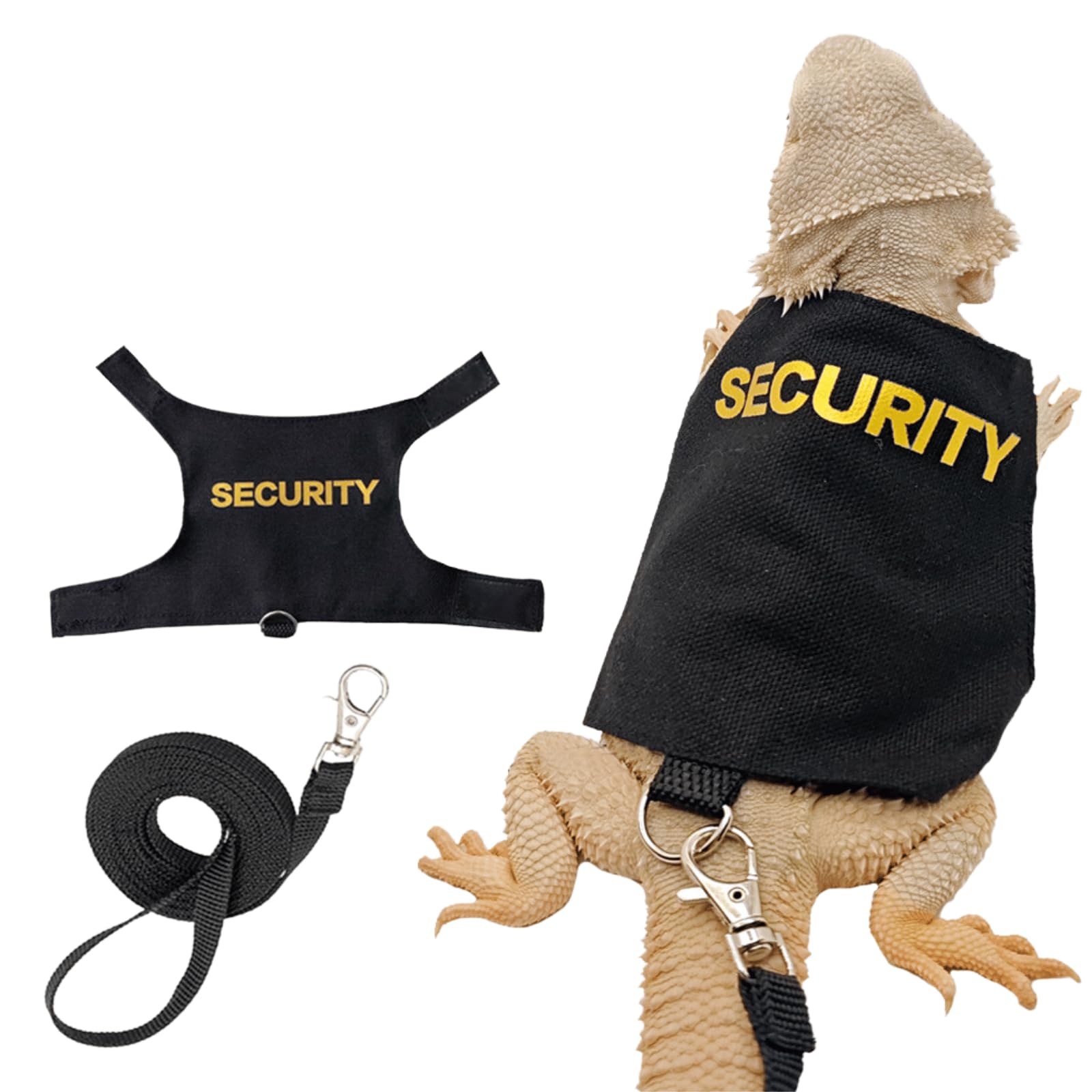 Bearded Dragon Lizards Clothes with Leash Set for Small Pets Reptiles Guinea Pig Apparel Lizards Outdoor Walking Training Harness Leash Hand-Made Security/Explorer Costume Photo Prop (B)