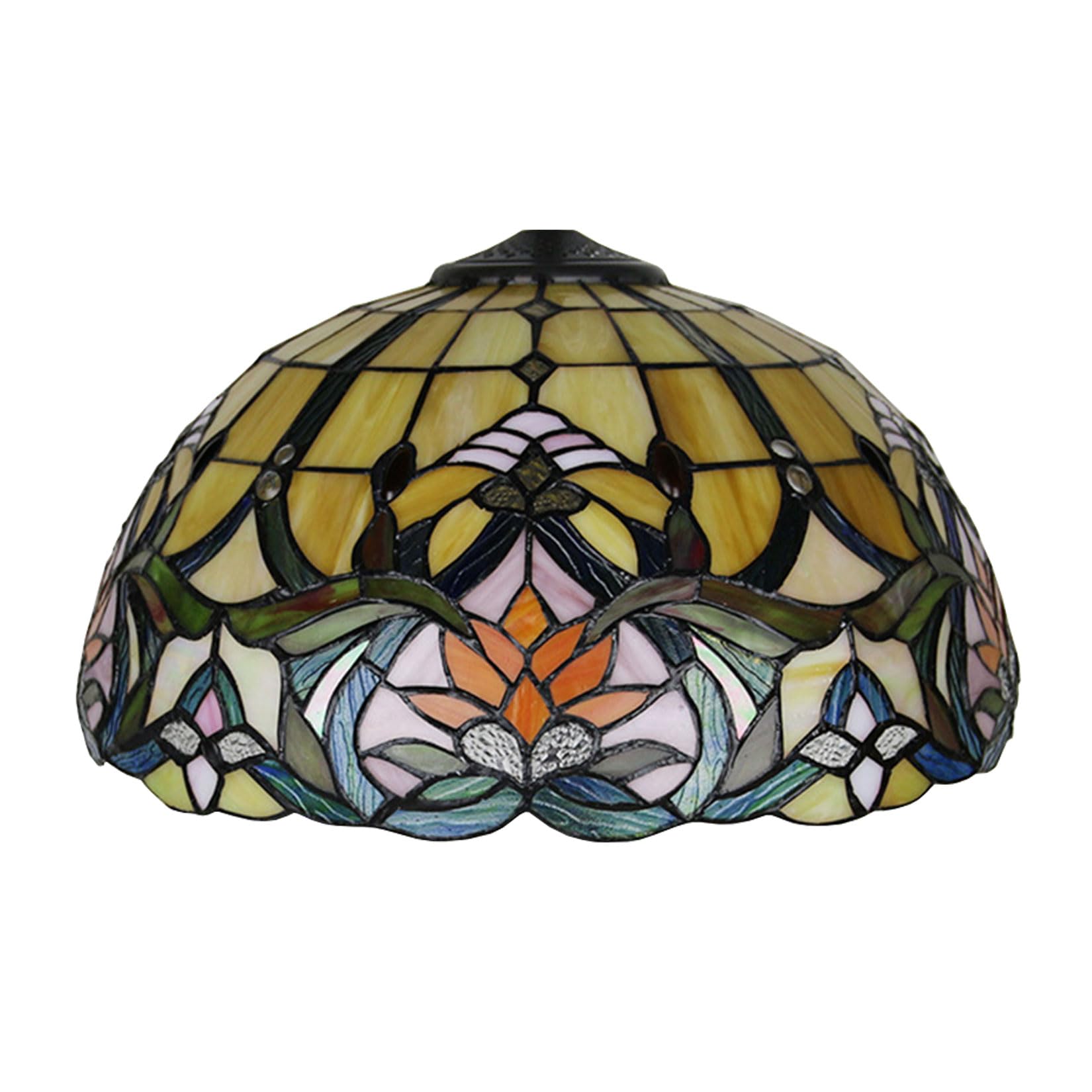 SaryEdge Baroque Tiffany Lamp Shade Replacement, Only 16X9 Inch Stained Glass Lampshades, Suitable for Table Lamp Floor Lamp Hanging Pendant lamp Ceiling Light,Amber，Yellow，Yellow
