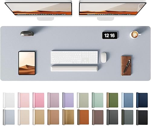 Miniatura 129 de YSAGi Protector de escritorio de piel, alfombrilla de oficina, alfombrilla grande para ratón, alfombrilla antideslizante de piel sintética, Azul