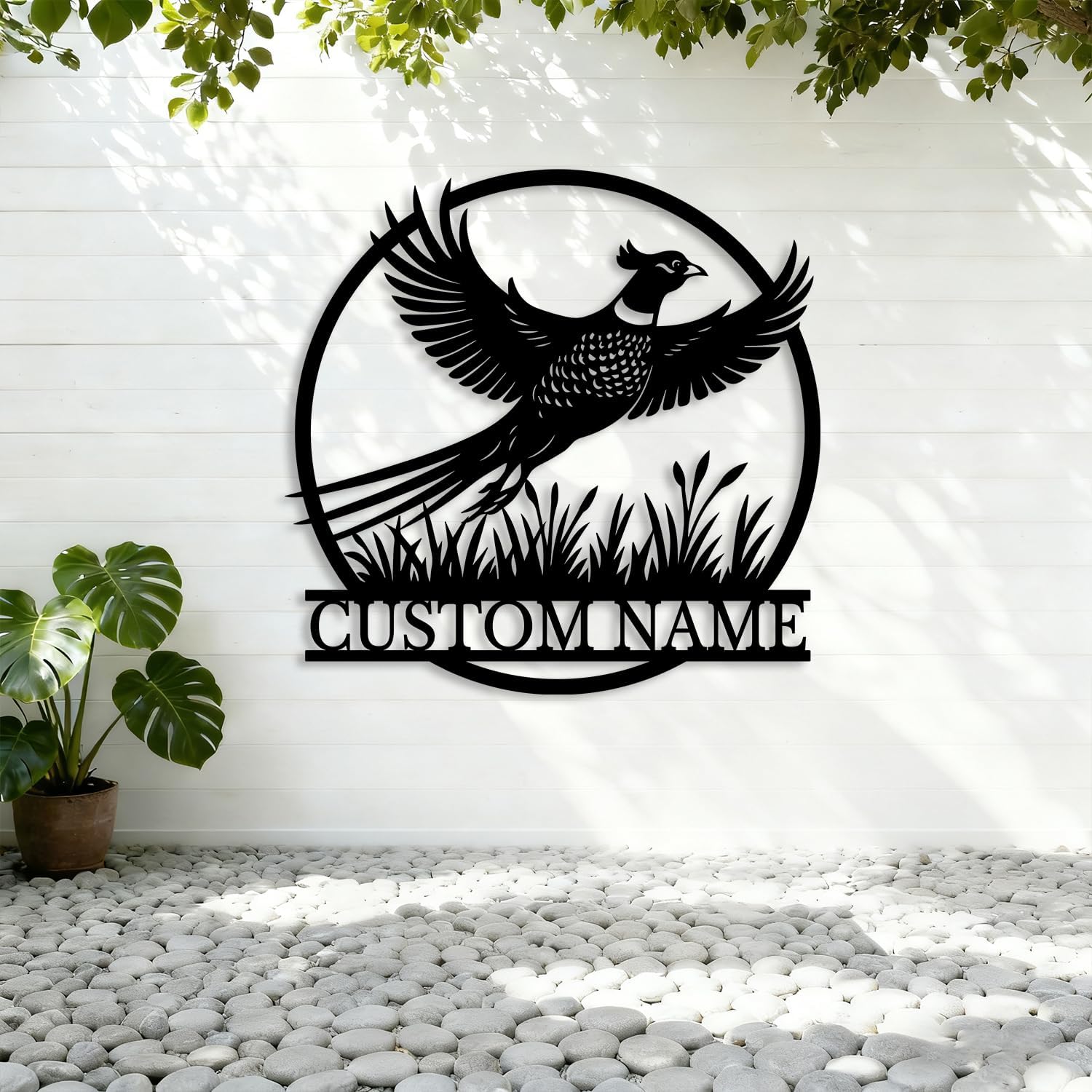 Custom Pheasant Metal Sign,Personalized Hunter Name Sign,Hunting Lodge Decor,Farmhouse Rustic Wall Art,Cabin House Number Address Plaque (Style-3)