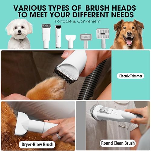 Miniatura 5 de Aspiradora de aseo de perros y aspiradora de aseo de mascotas, aspiradora de aseo de mascotas para perros y cortapelos de perros, taza de polvo de