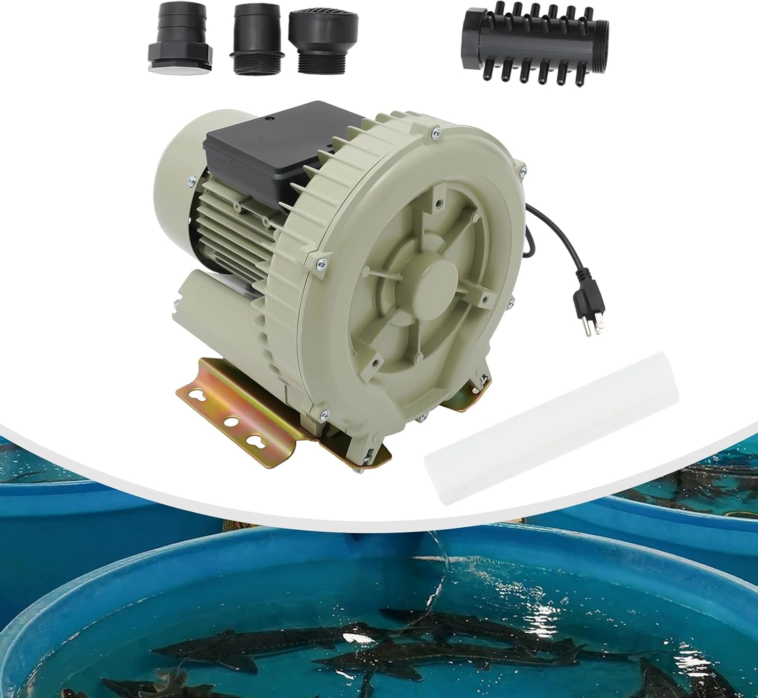 110V 370W Commercial Air Pump Blower Aquarium Fish Tank Pond Aquaculture 60m/H 12kpa, Electric Air Pump Power Blower for Aquaculture, Aquariums, Restaurants