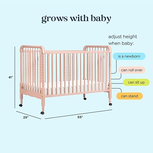 Miniatura 7 de DaVinci Jenny Lind Cuna convertible 3 en 1 en rosa rubor, ruedas extraíbles, Greenguard Gold
