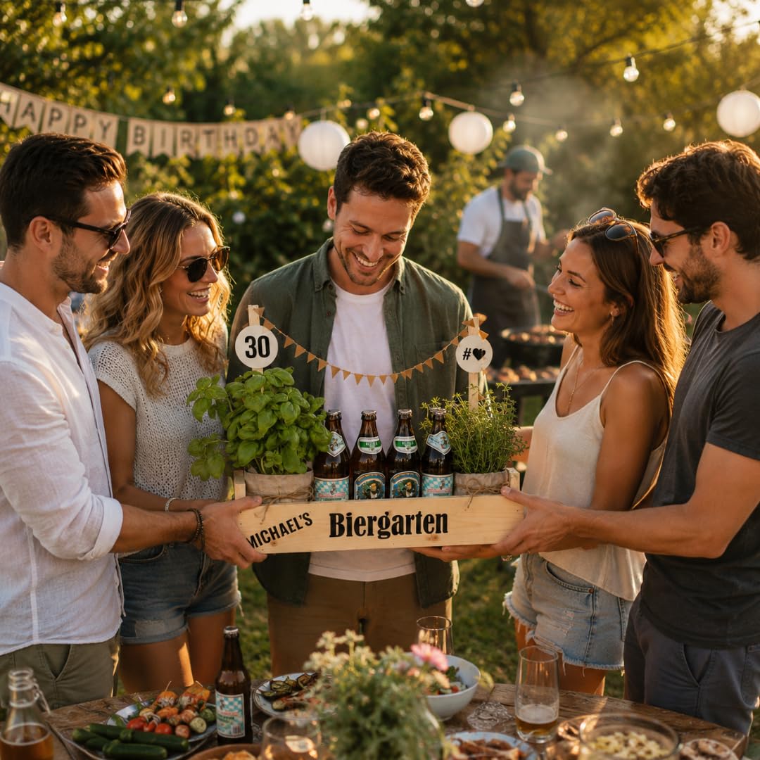 Generisch Regalo di birra per uomini, borsa da uomo personalizzata, regalo da birra in legno con apribottiglie, regalo per uomo che ha tutto per il compleanno