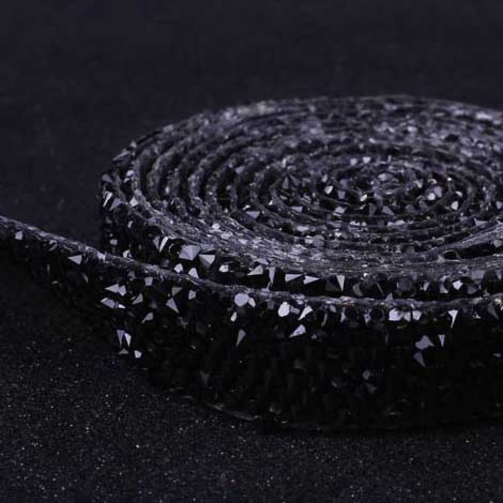 ACiyD 1 Yard Strasskette Glaskristall Glitzerkleid Strassband Kristalle Trim Handwerk Dekoration Band Hochzeit (Color : Black-ZD0014, Size : 1.5 cm Wide) (Gray zd0013)