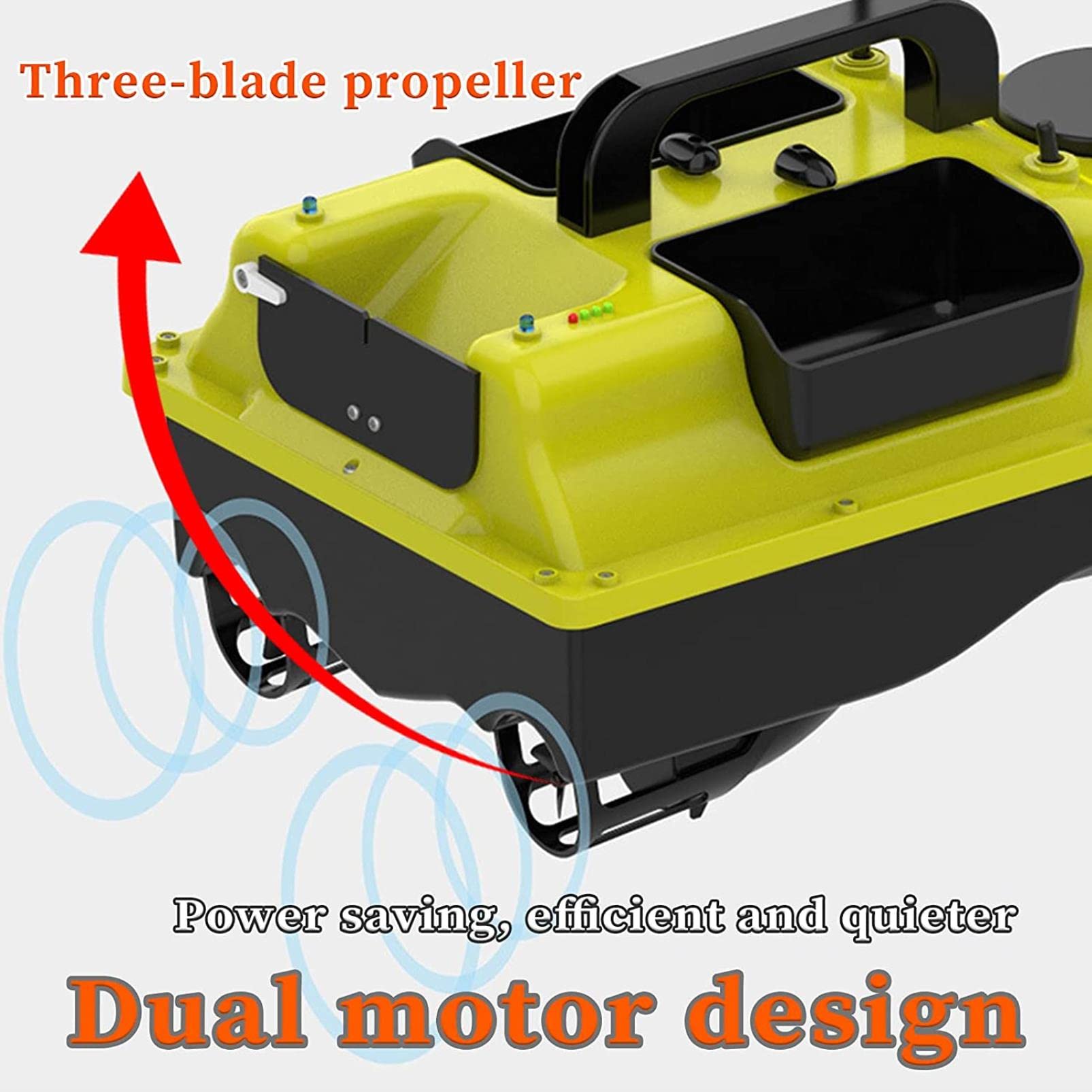 Barco Cebador para Pesca RC, Barco de Cebo Carpfishing Impermeable 500M, Bait Boat con Motor Doble, Mando a Distancia GPS, Adecuado para Lagos y Ríos, Carga 2kg