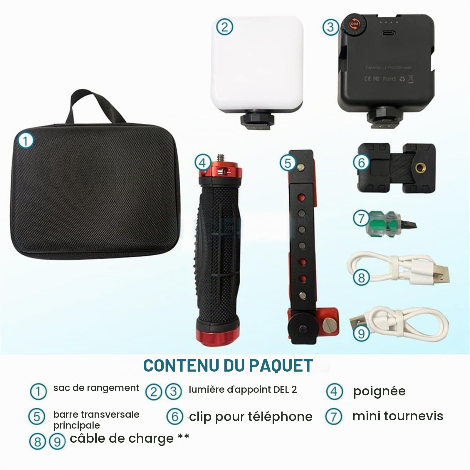 Aide à la Photographie Dentaire, lumière de Remplissage for Appareil Photo de téléphone Portable Dentaire avec Angle réglable à 360 °, kit d'éclairage de Studio de lumière vidéo LED