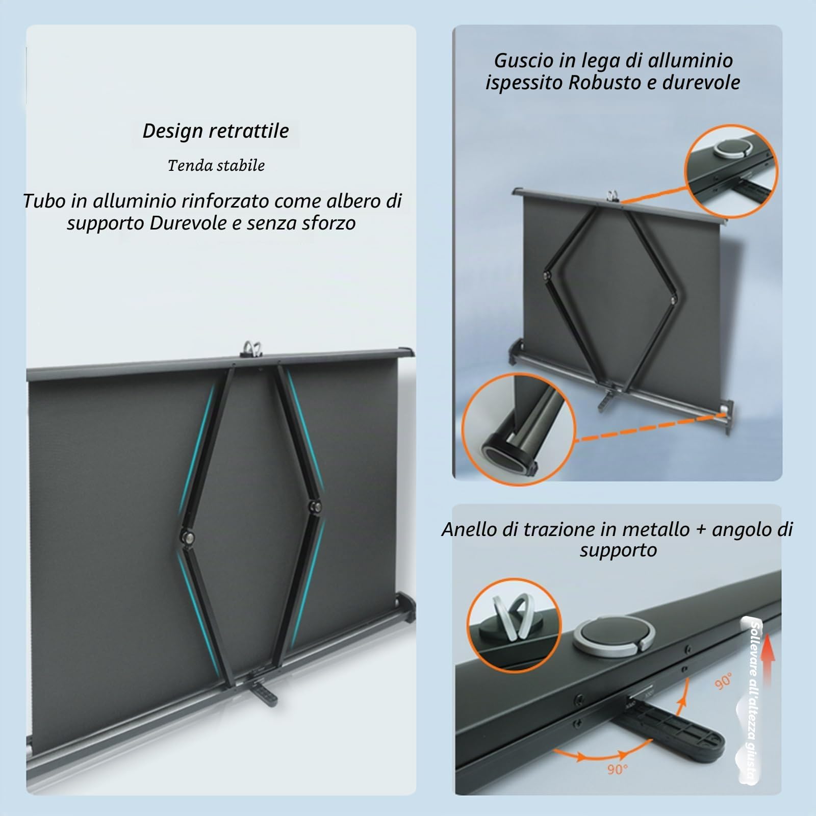 Proiettore Telo Portatile, 30" , 40" , 50" Schermo Di Proiezione Da Tavolo Mobile Telo Proiettore Manuale, Pull-up Telo Proiettore Per Esterno/Interno Cinema，schermo Di Proiezione Pieghevole(4:3,30")