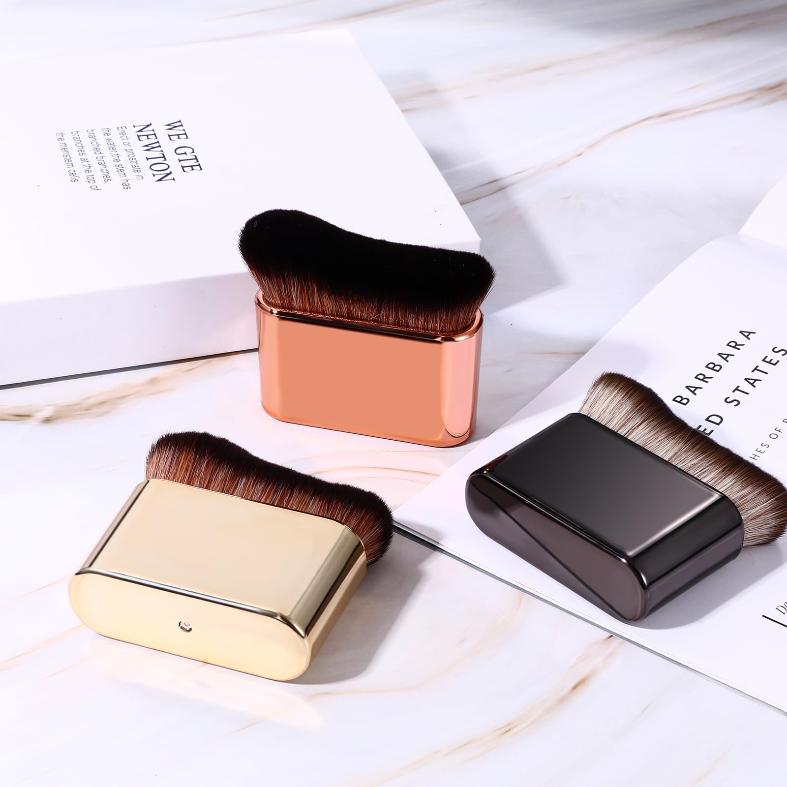 Vtrem Body Tanner Makeup Brush: 3 Colors Brush Powder Kabuki Foundation Brush Face Leg Makeup Self Tanning Brush Bronzer Applicator Blending Brush Set - Image 2