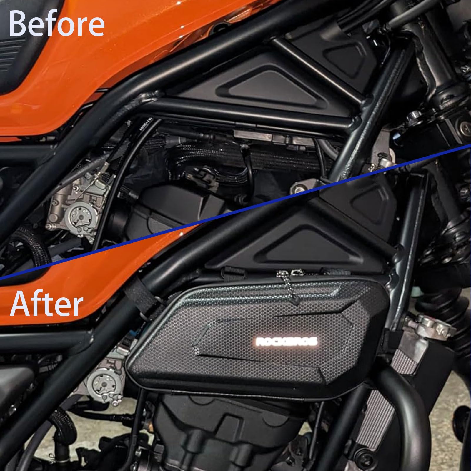 WOOGA borsa laterale modificata per moto borsa laterale a triangolo impermeabile borsa rigida a conchiglia 3.5 Gal (1.5 L) per Ho&nda REBEL CMX 250 CMX 300 CMX500 CMX 1100 (Borsa sinistra)