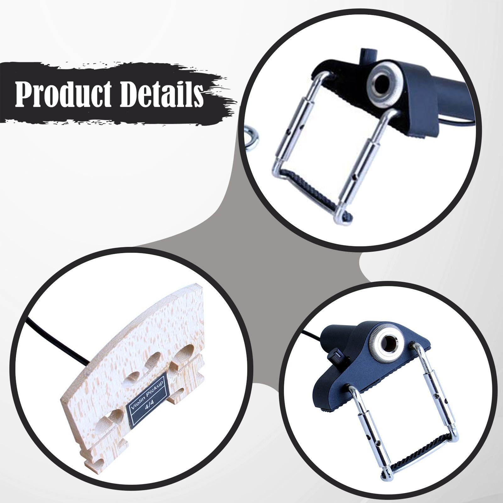 MagiDeal Pickup per violino, pickup per microfono a contatto piezoelettrico passivo, controllo del volume per banjo per chitarra