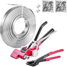VEVOR Steel Banding Strapping Kit, Heavy Duty Banding Sealer Tool with 200 ft Binding Straps, 200 Metal Clasps, Manual Pallet Packaging Strapping Kit for Warehouse, Transportation, Industrial Bundling