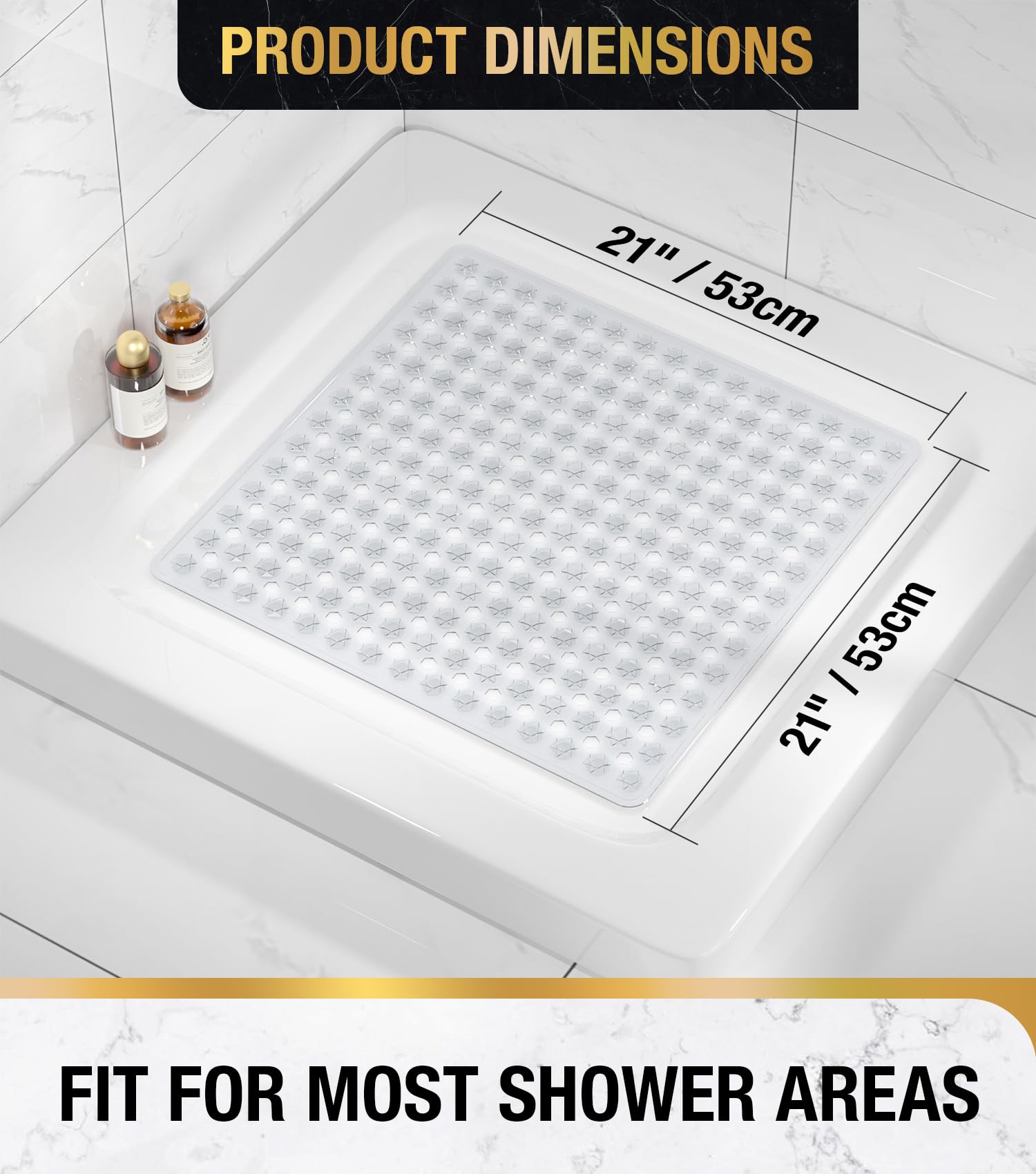 HITSLAM Shower Mat Non Slip Anti Mould, Bath Mat Anti Slip With Suction Cups and Drain Holes - Image 2