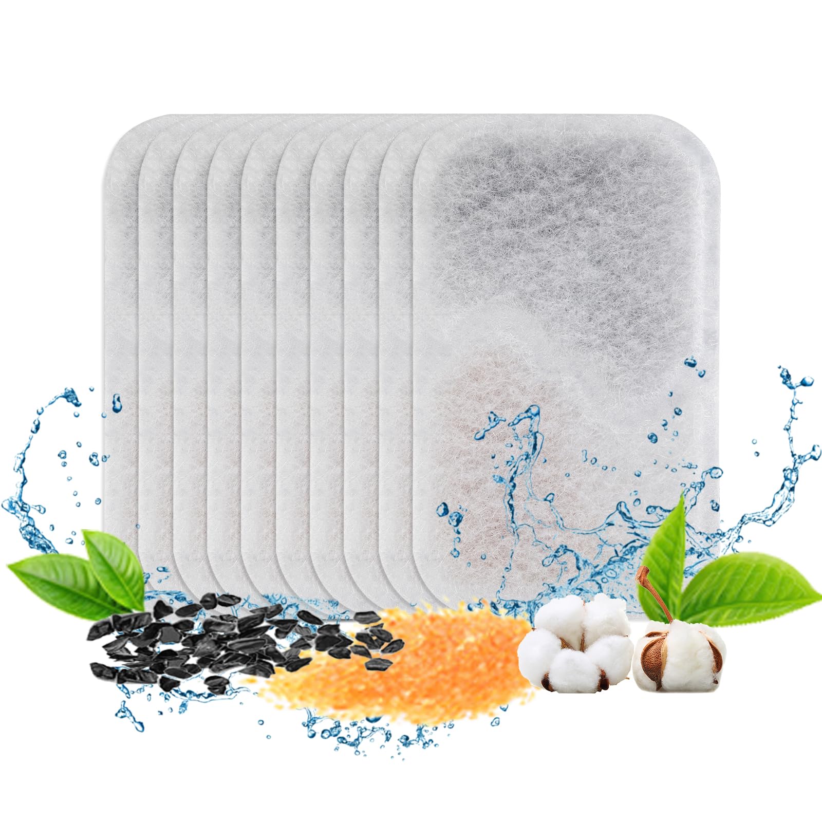 Filtre fontaine pour chat 2.9L à triple action purifiante pour éliminer les poils - Pack de 10