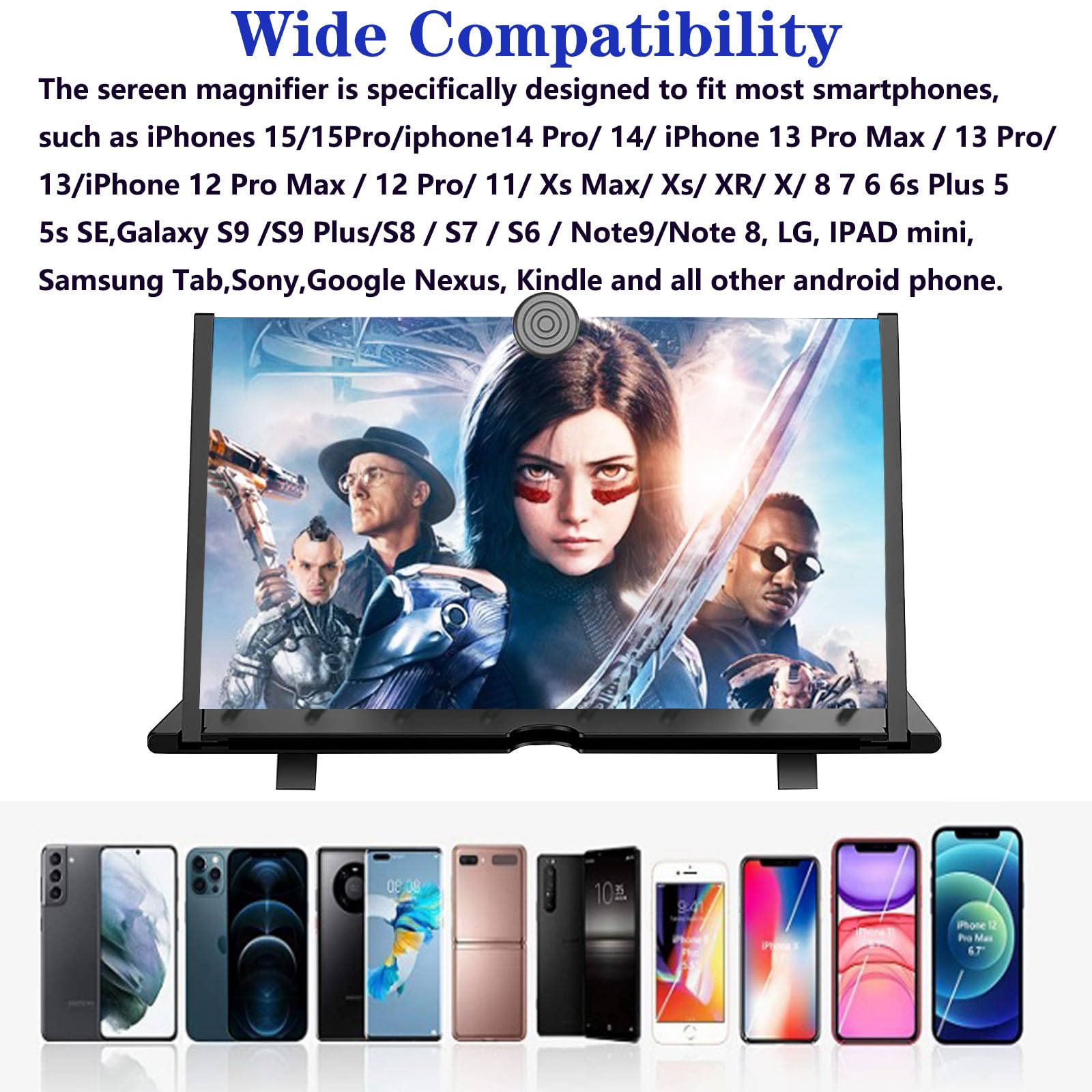 50,8 cm (20 Zoll) Bildschirmvergrößerung für Mobiltelefone, Videos und Gaming, Fanlory 3D-HD-Display mit Verstärker, kompatibel mit Allen Smartphones