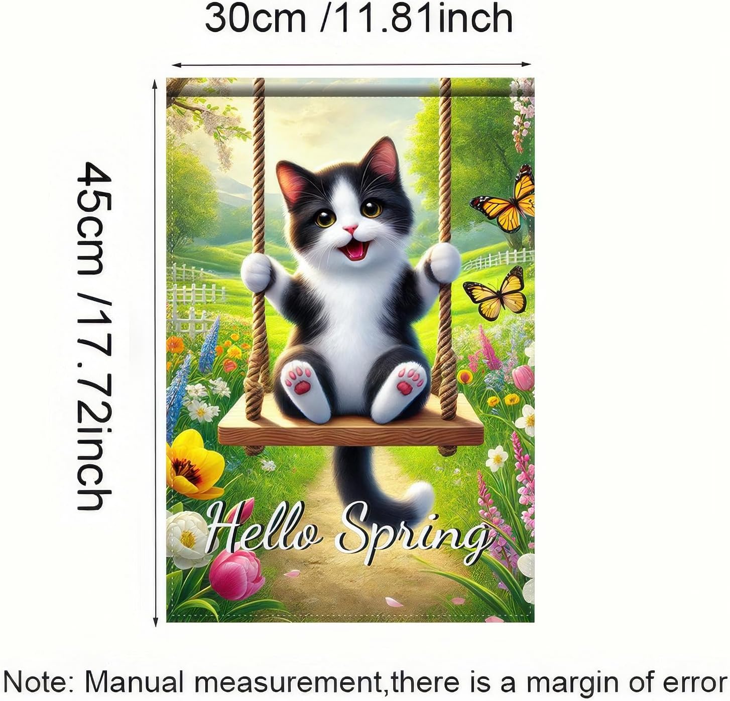 Hello Spring Garden Flag Cute Cat Yard Flag Seasonal Welcome Spring Outdoor Flag Farmhouse Yard Decoration 12 x 18 Inch Double Sided Spring Farmhouse Holiday Small Flag - Image 6